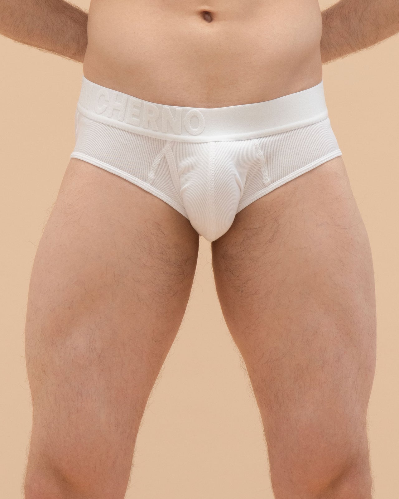 Ribbed White Briefs, view 2 – Chernim Cherno