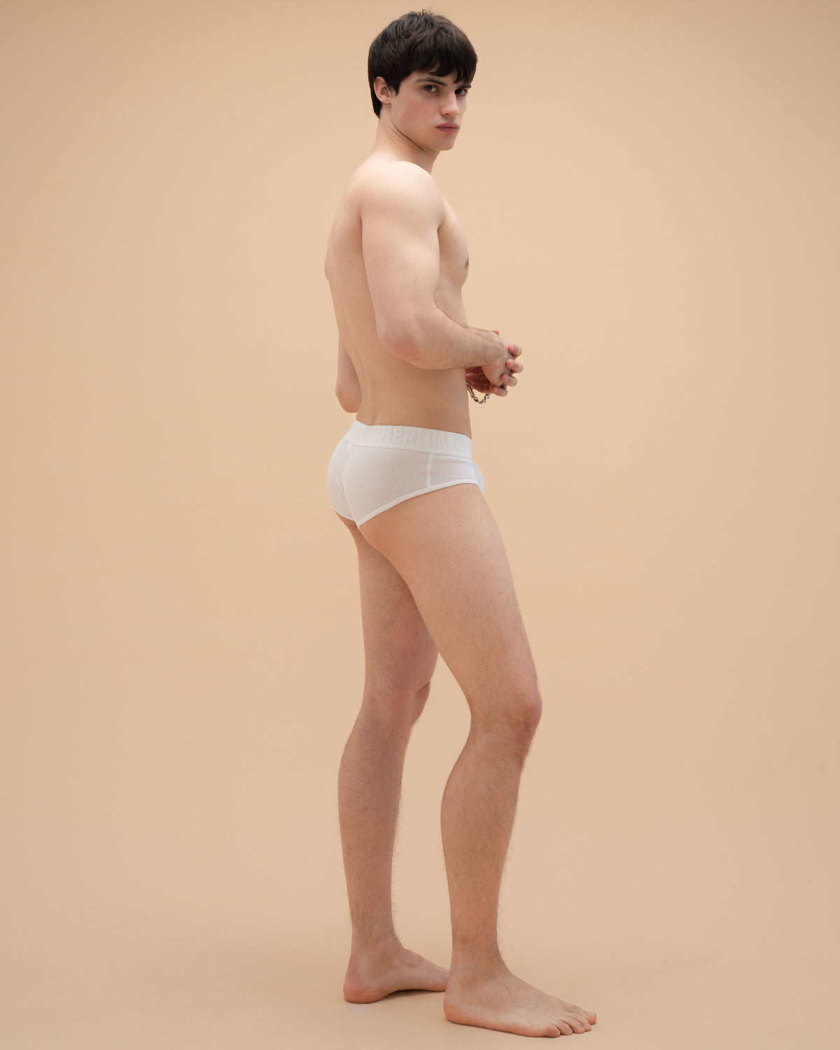 Ribbed White Briefs, view 6 – Chernim Cherno