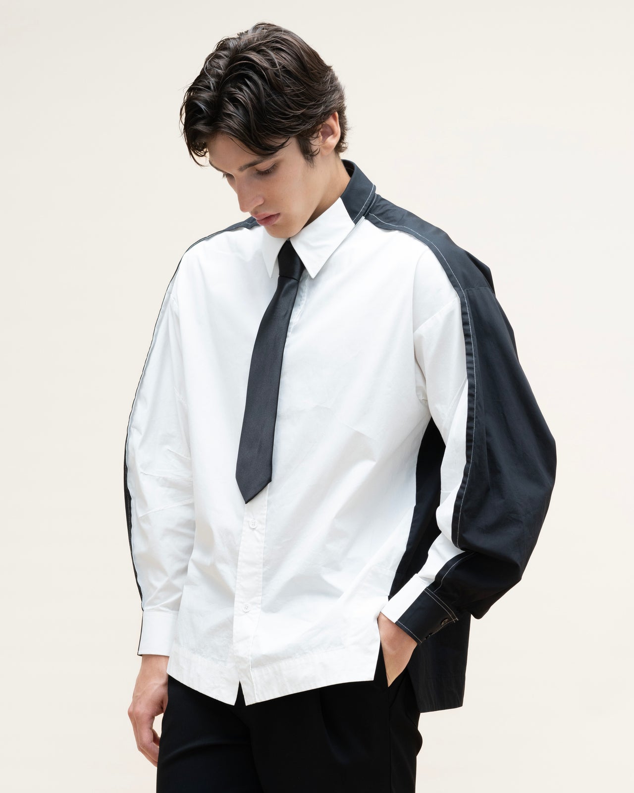 shirt white-black "heads and tails"