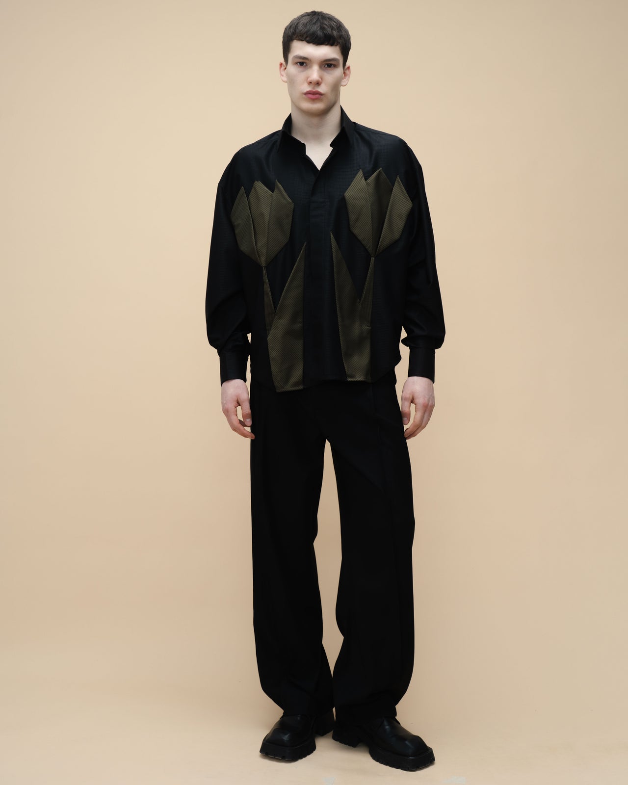 "Tulip" Khaki and Black Shirt