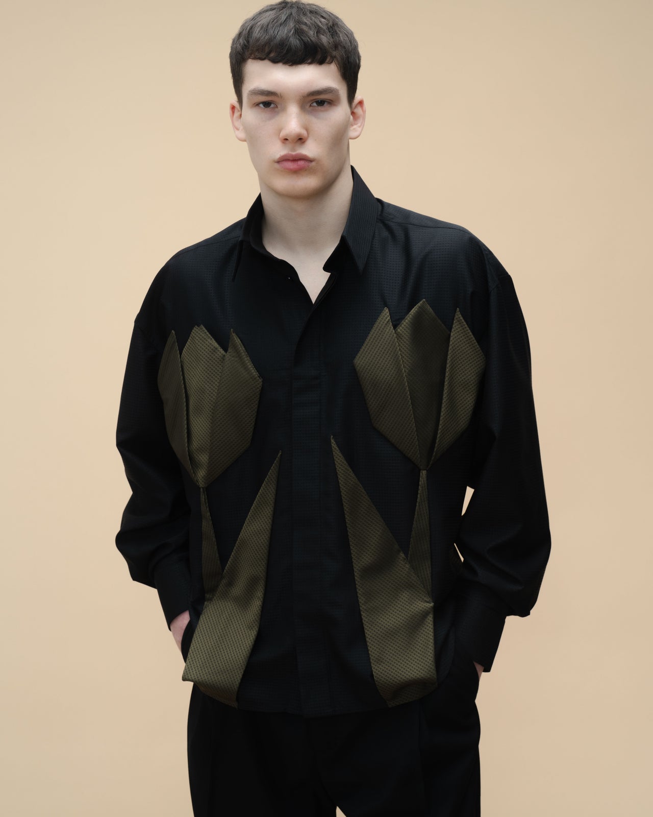"Tulip" Khaki and Black Shirt