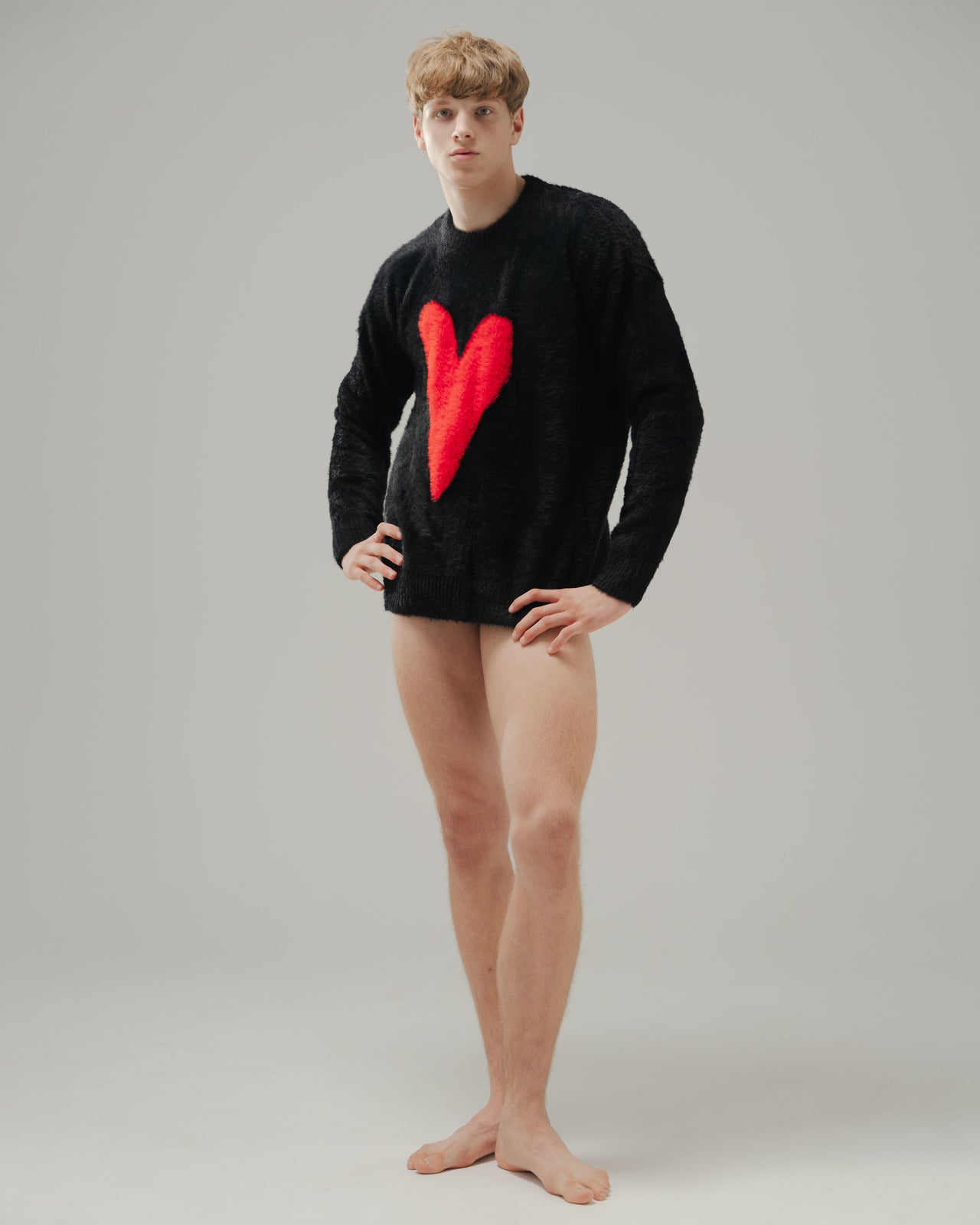 "Red Heart" Black Sweater