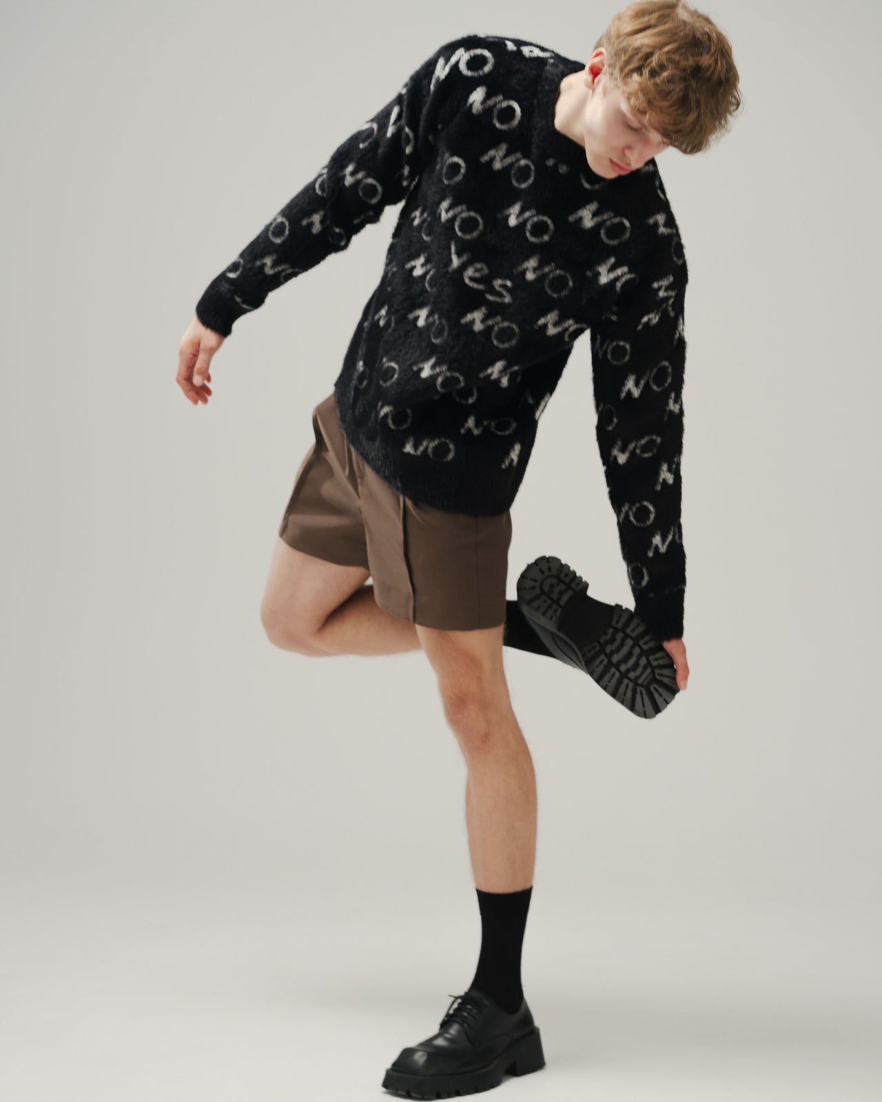 "Yes/No" Black Sweater
