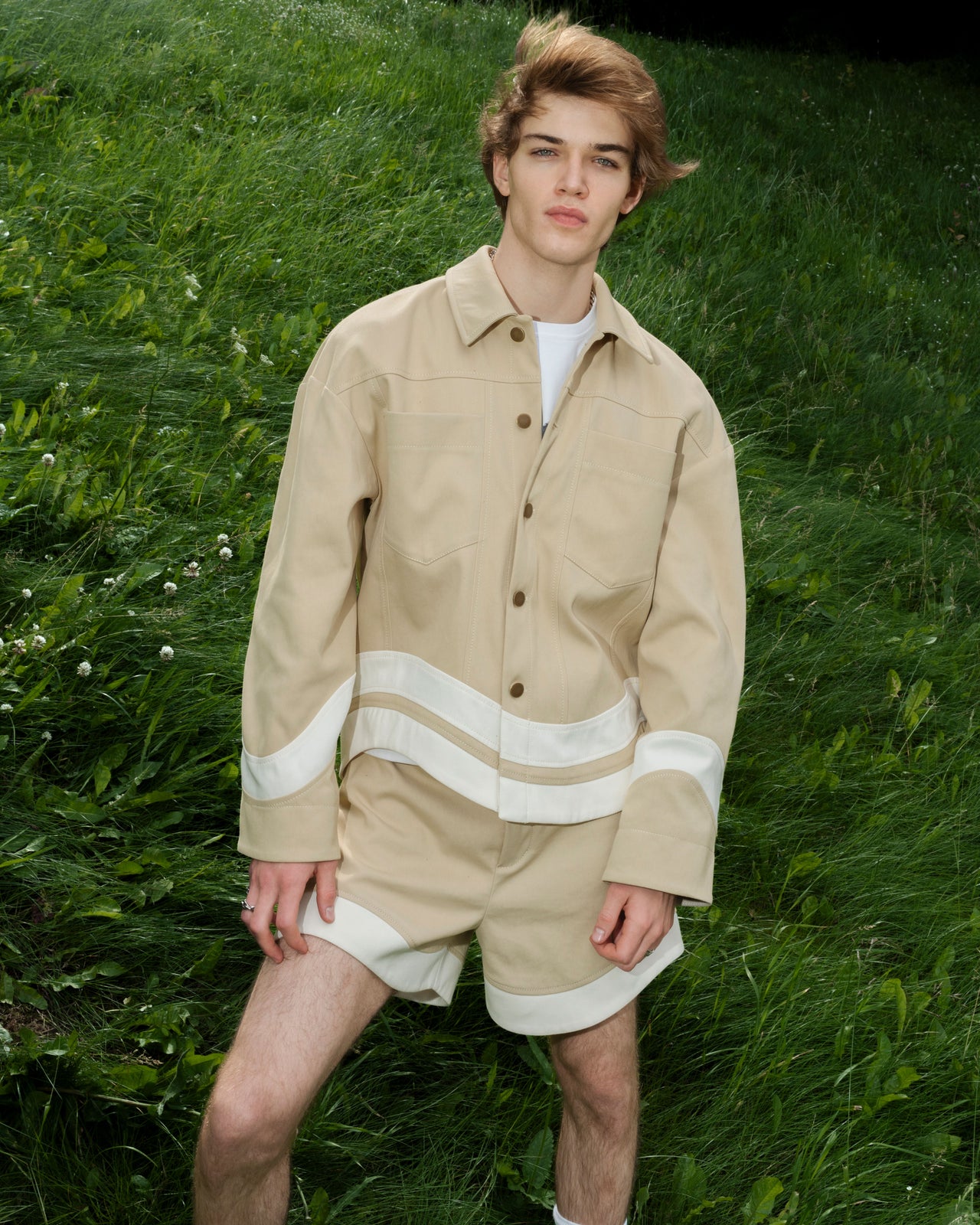 "Riding the Wave" Beige Denim Shirt
