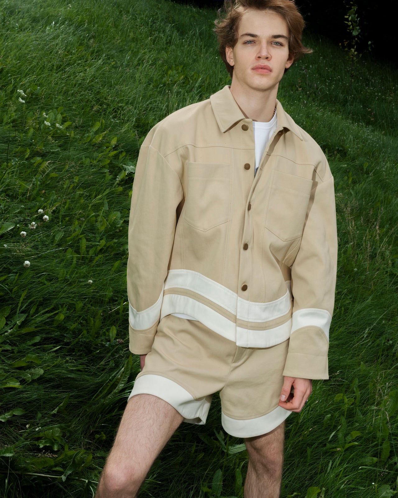 "Riding the Wave" Beige Denim Shirt