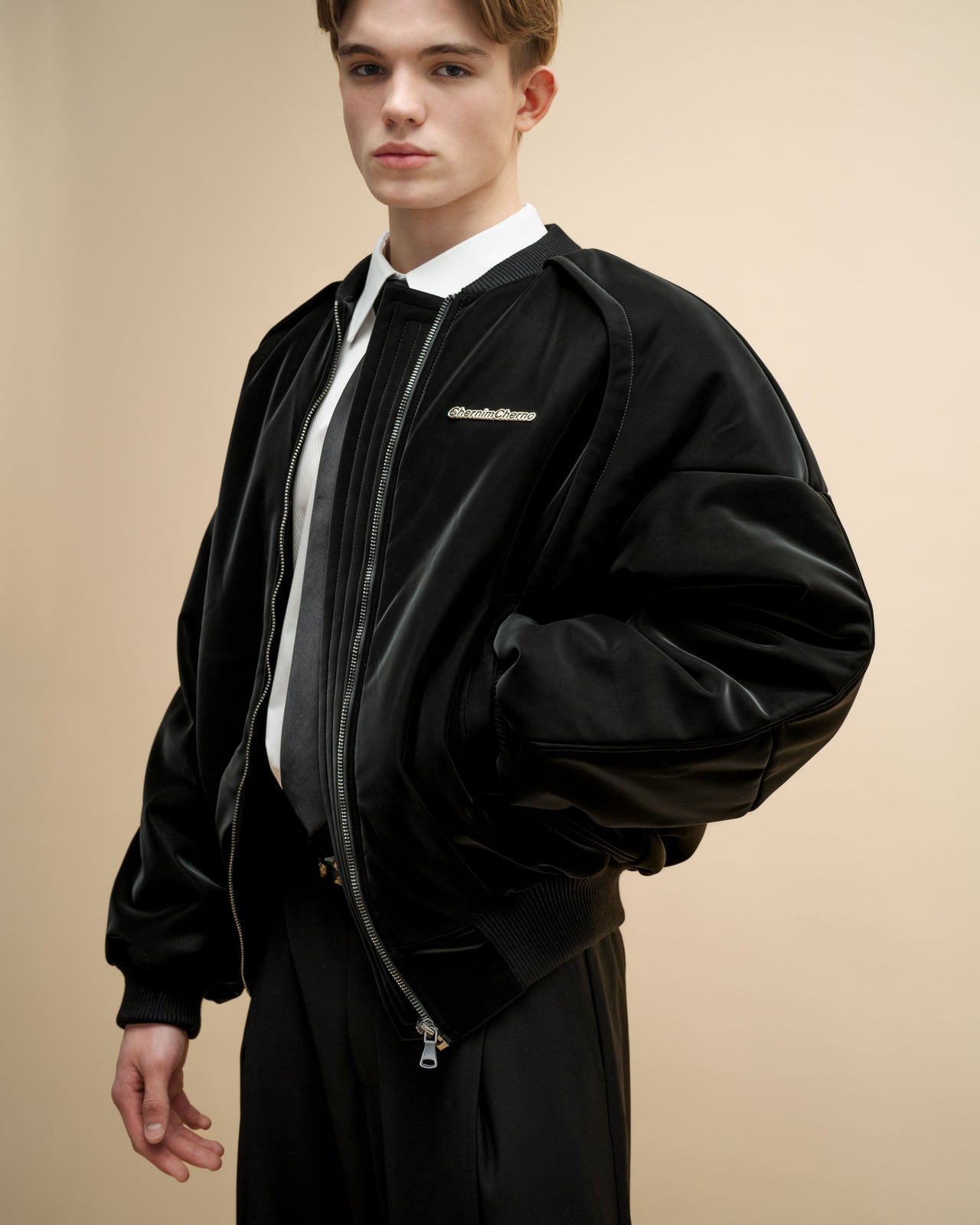 black "retrocar" bomber jacket
