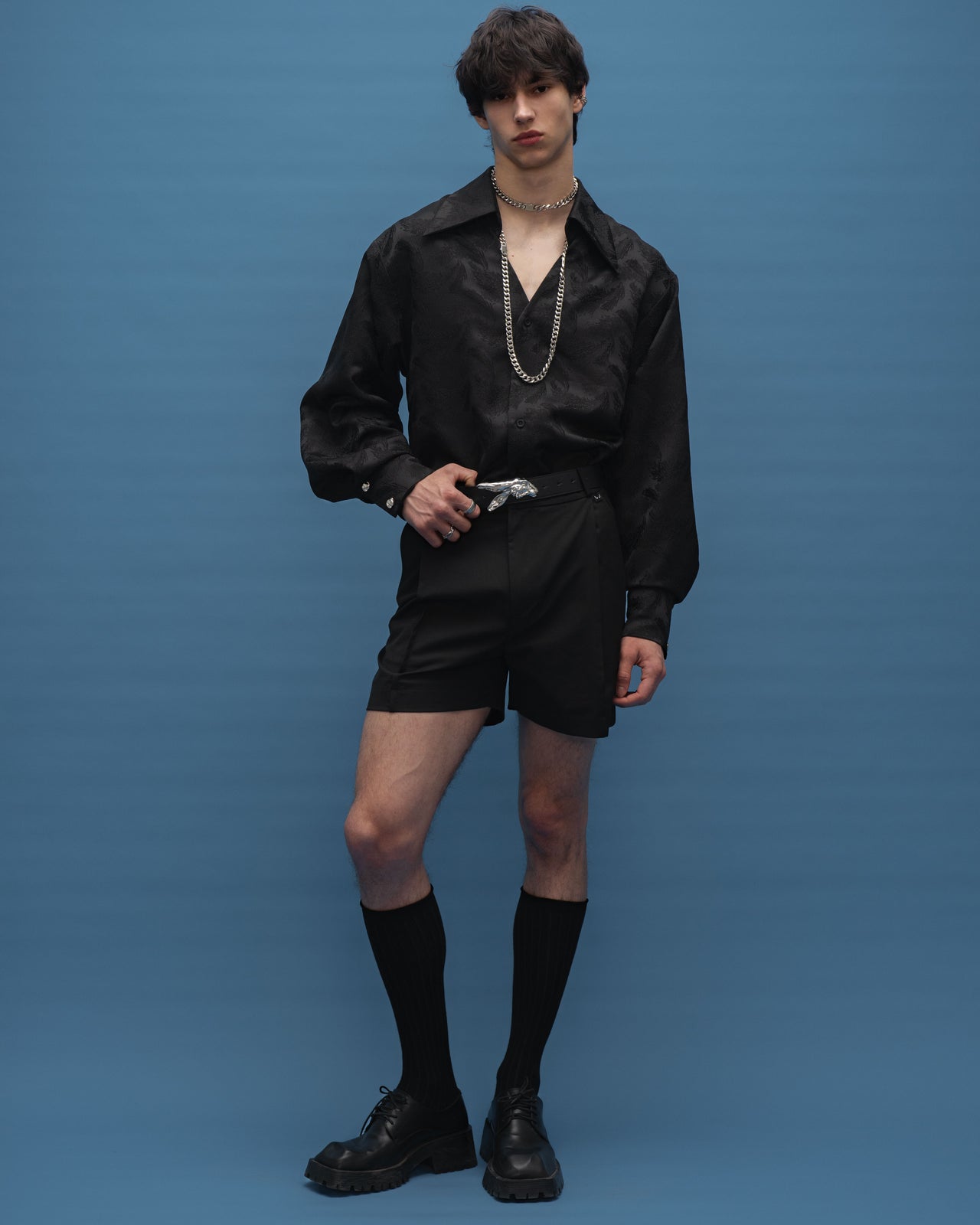 "Drama" Black Jacquard Shirt
