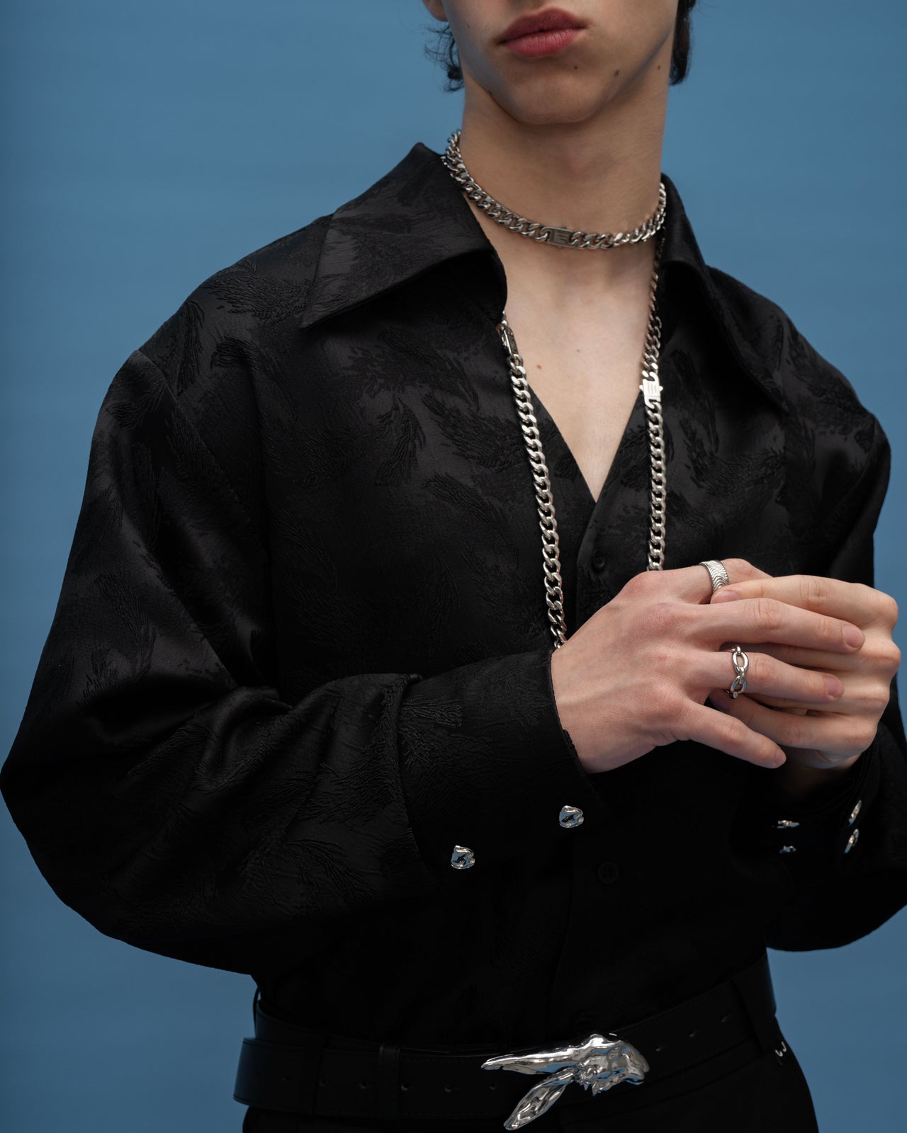 "Drama" Black Jacquard Shirt