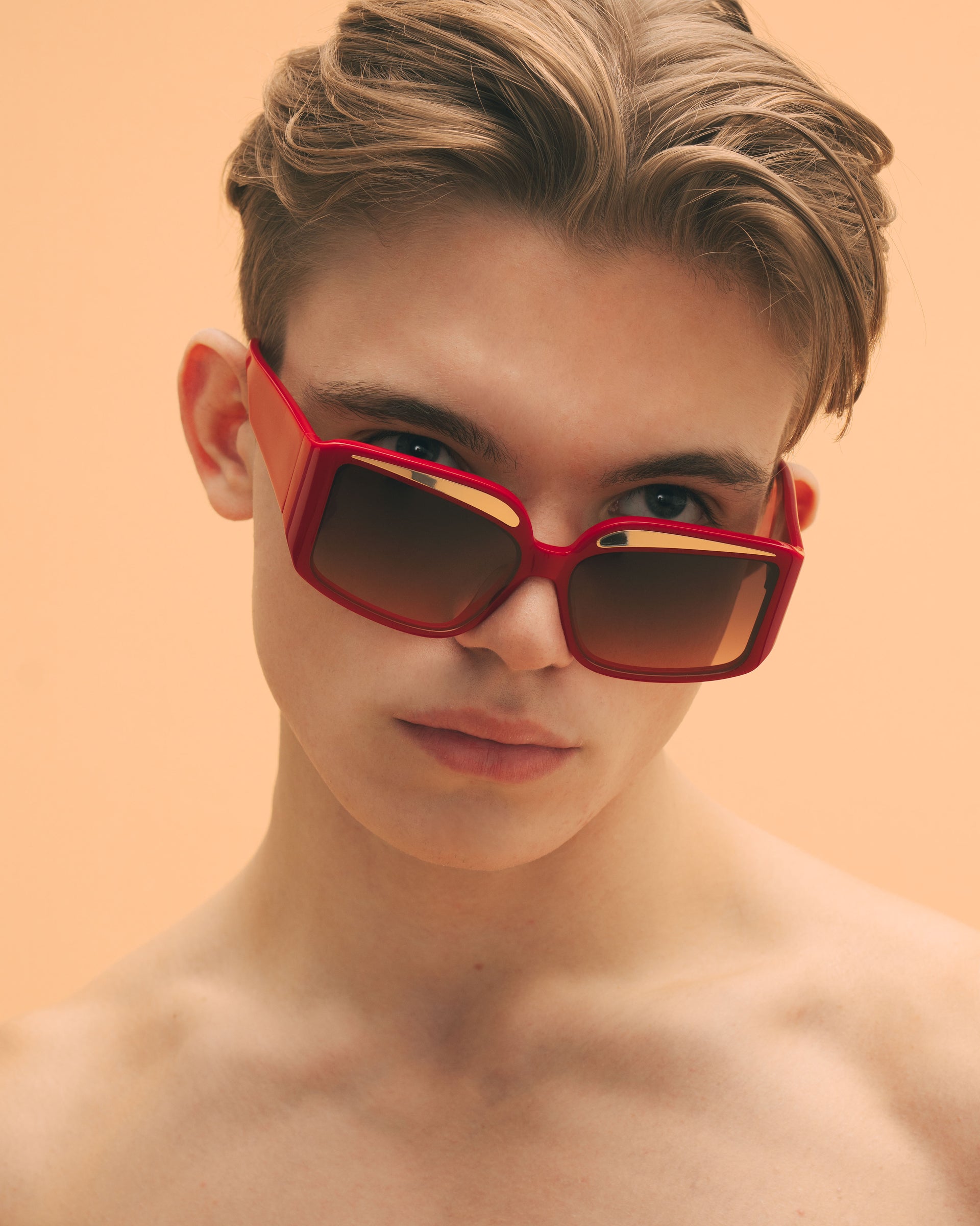 Fakoshima x ChernimCherno "Eyebrow" Sunglasses (Bloody–Gold)