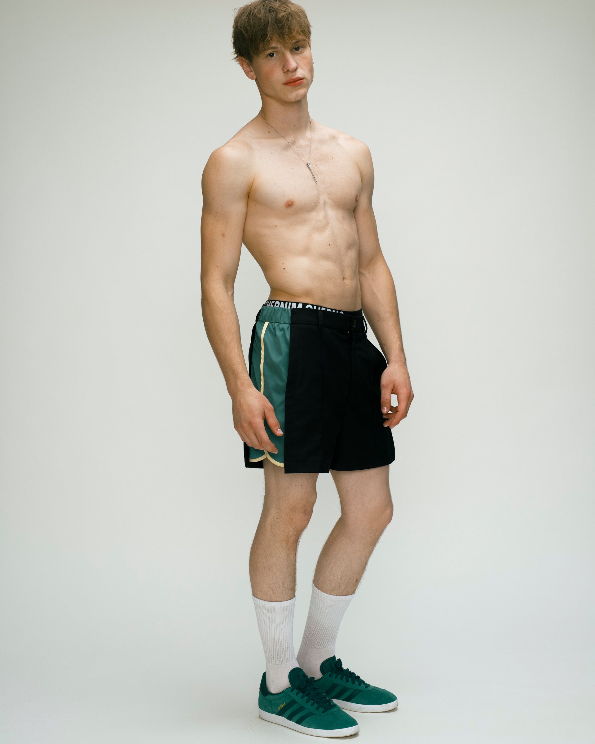"Heads or Tails" Shorts with Green Insert