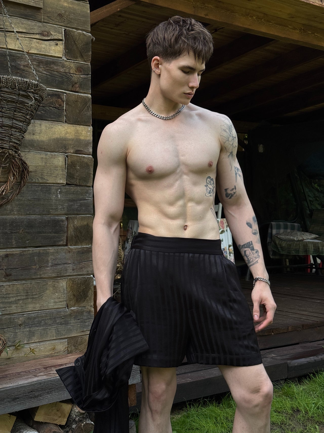 "Chic" Striped Satin Shorts