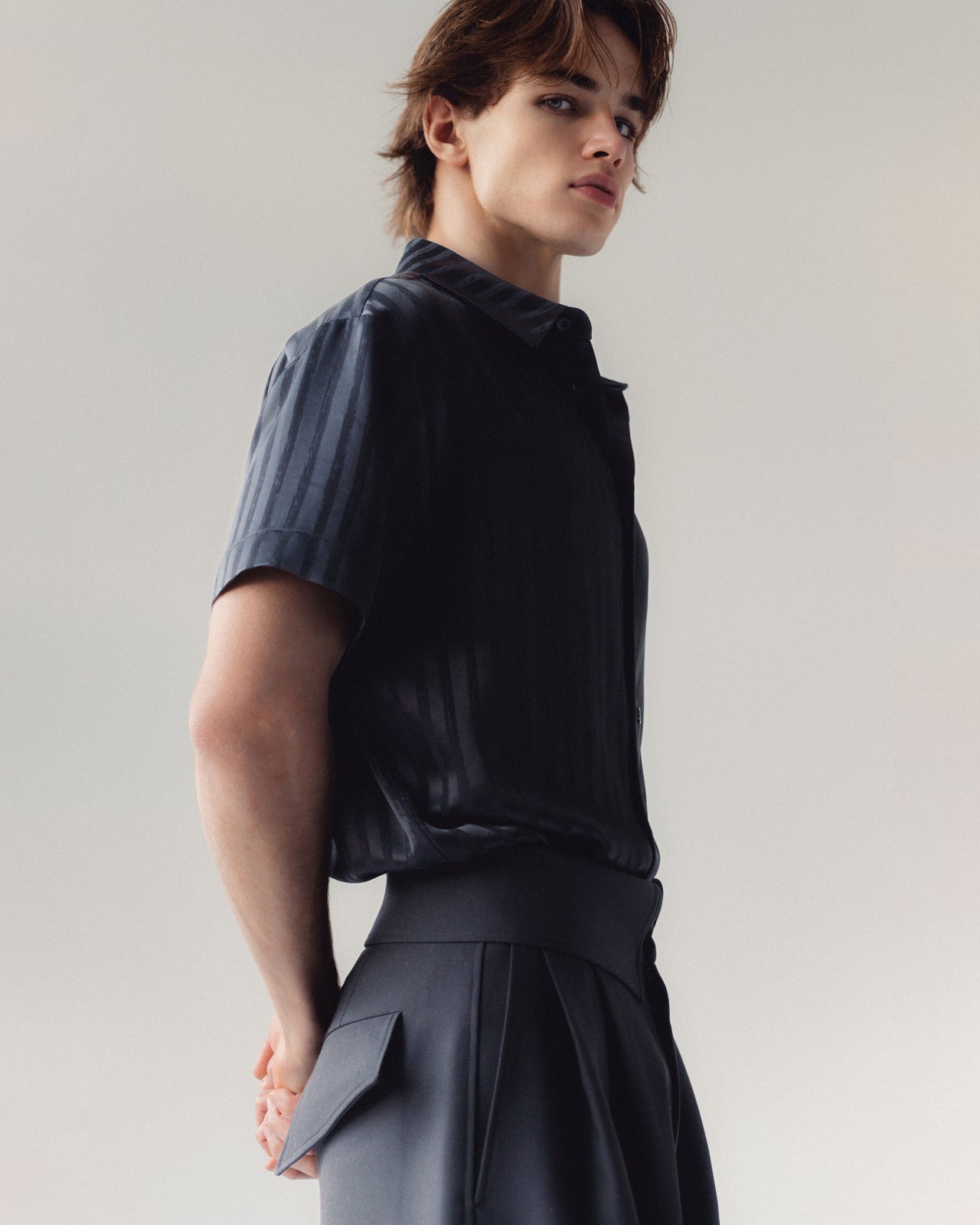 “Chic” Striped Satin Shirt