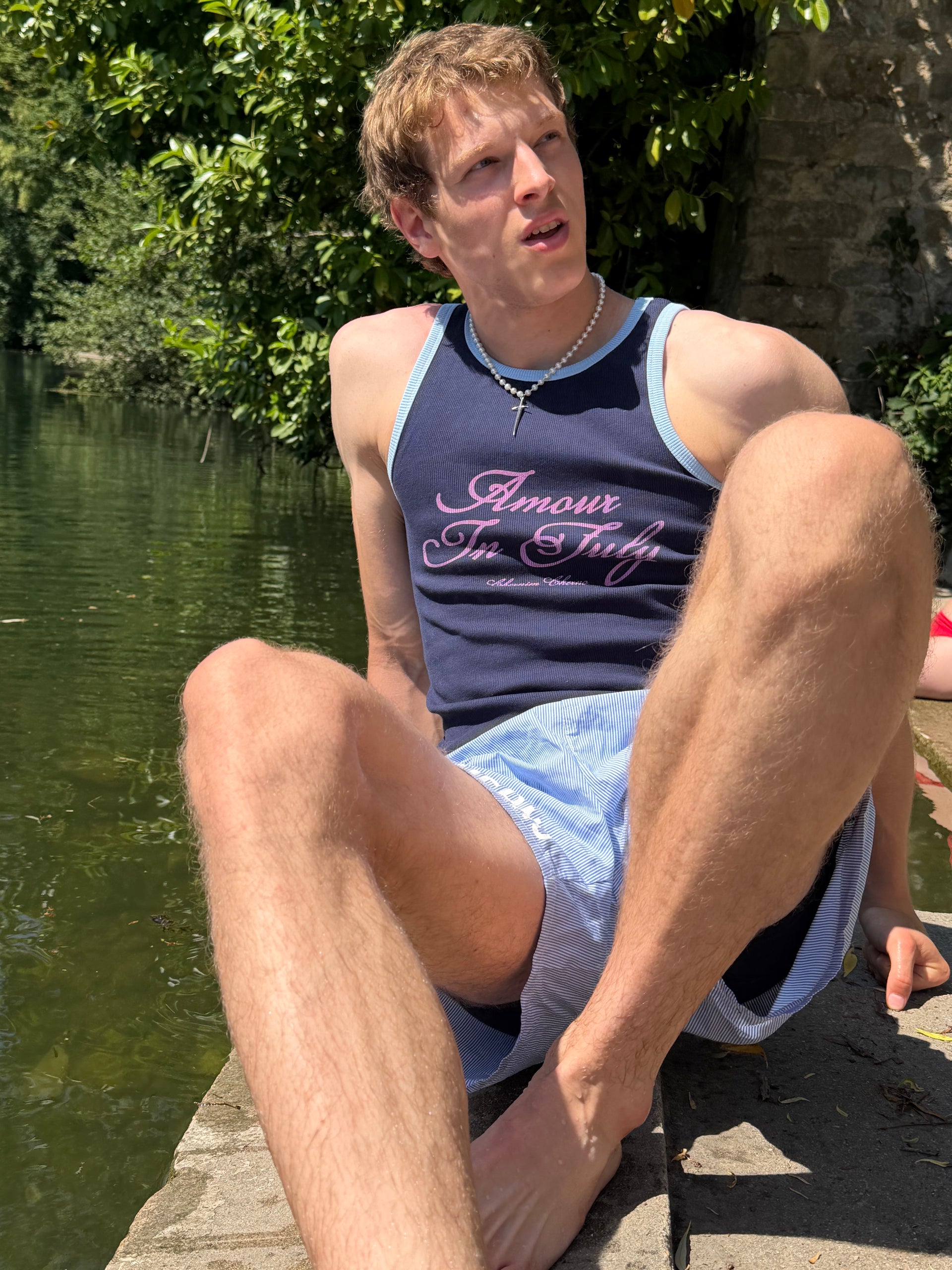 "Amour in July" Black Tank Top