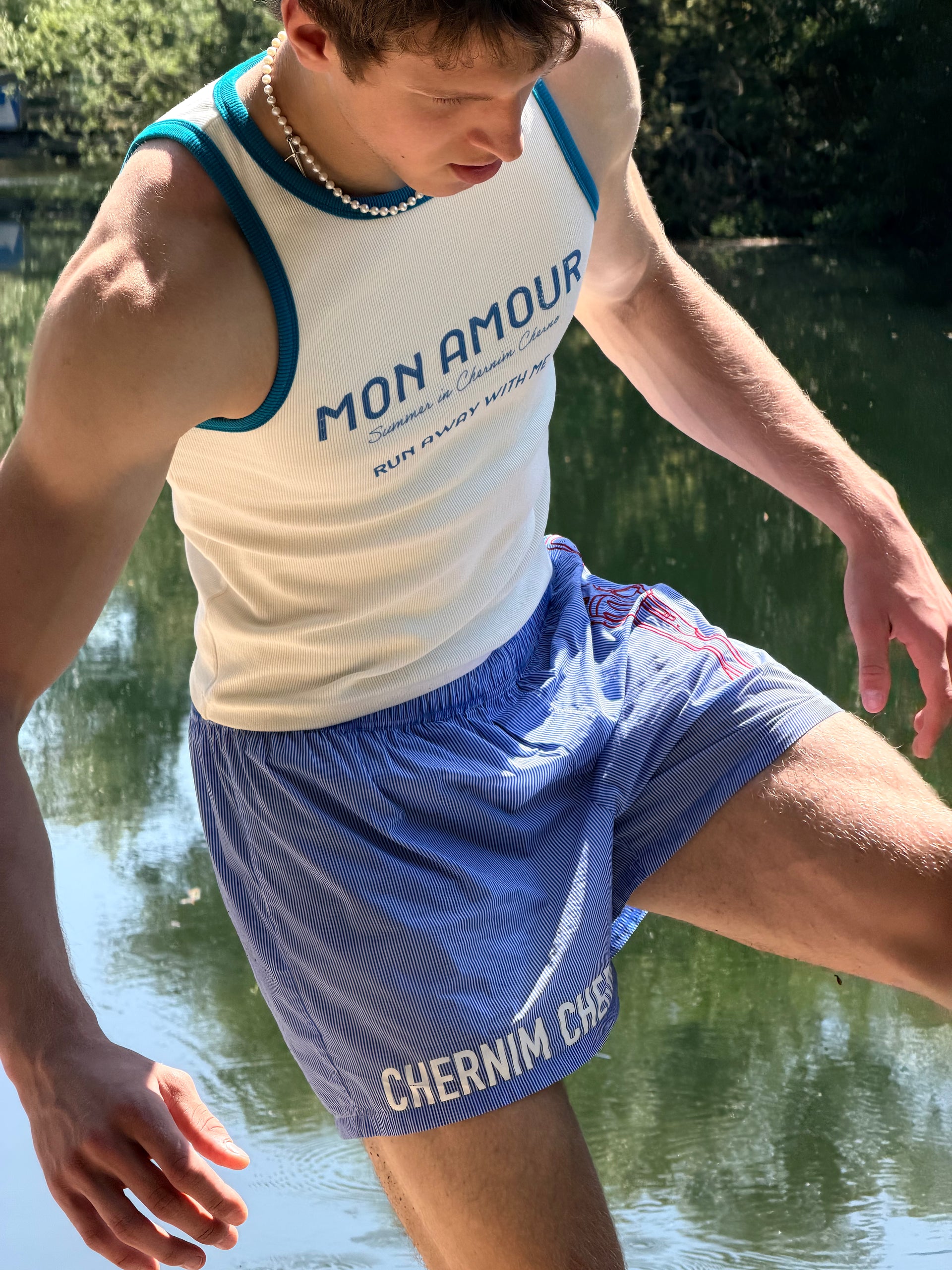 "Mon Amour, Go Away With Me" White Tank Top