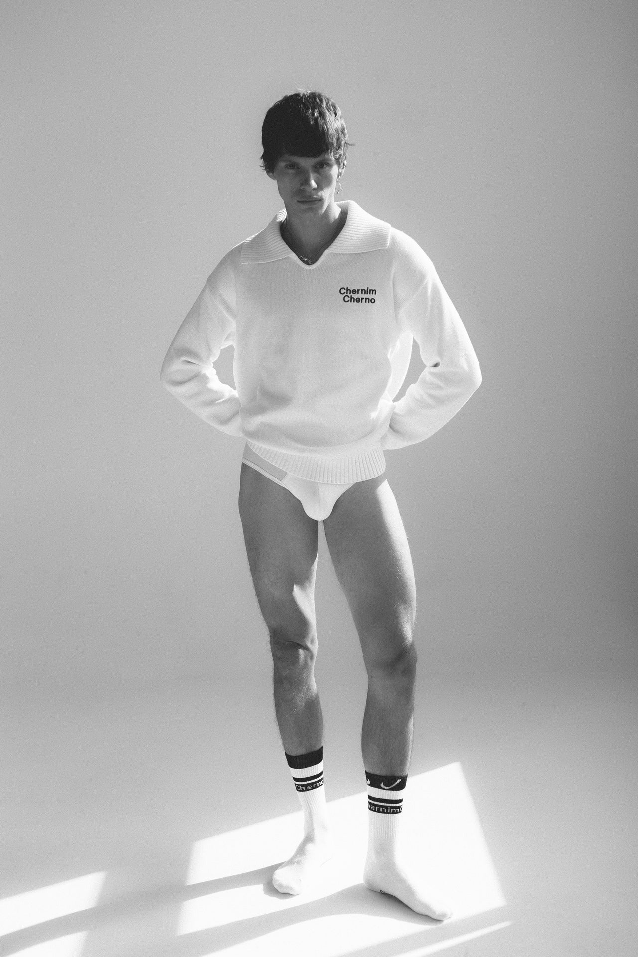 "Comfort Plus" White Sweater with Lettering
