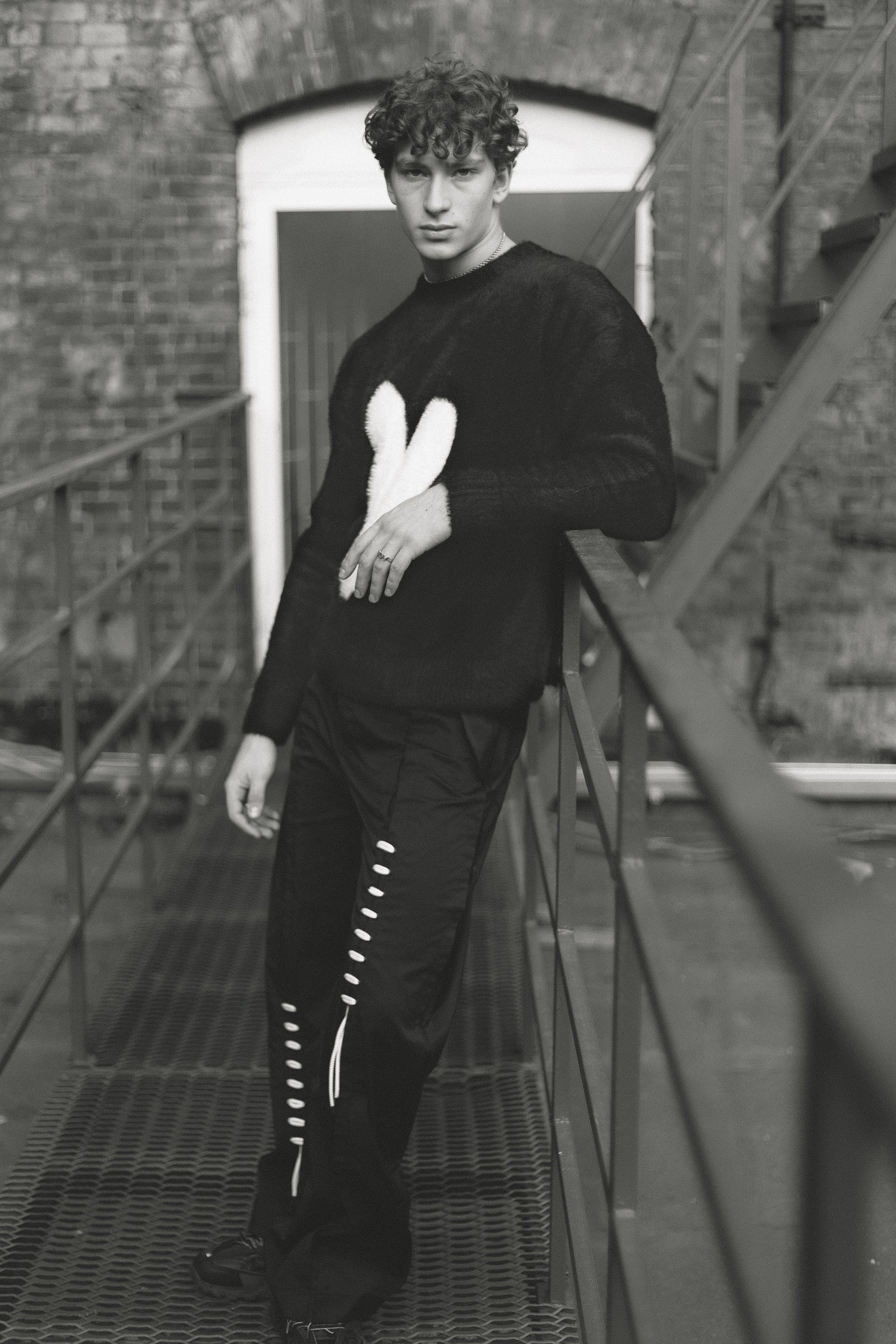 "White Heart" Black Sweater