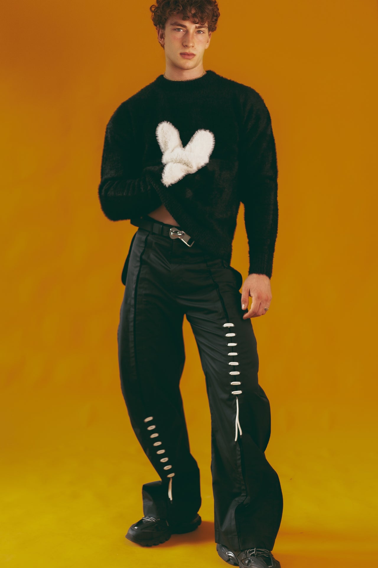 "White Heart" Black Sweater