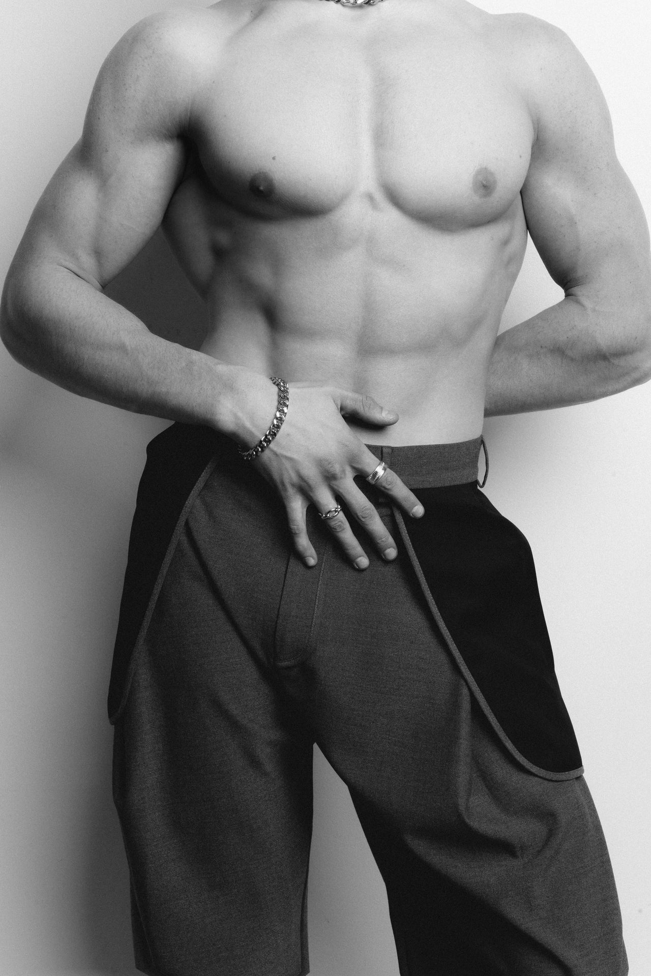 Grey-Black Trousers with Patch Pockets
