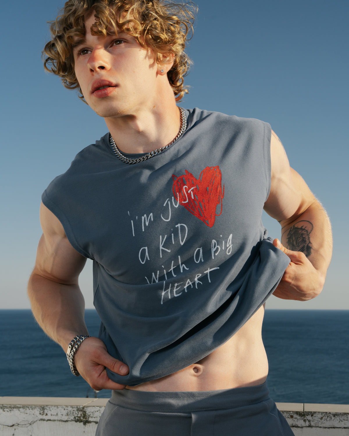 I'm just a kid Grey Sleeveless T-shirt