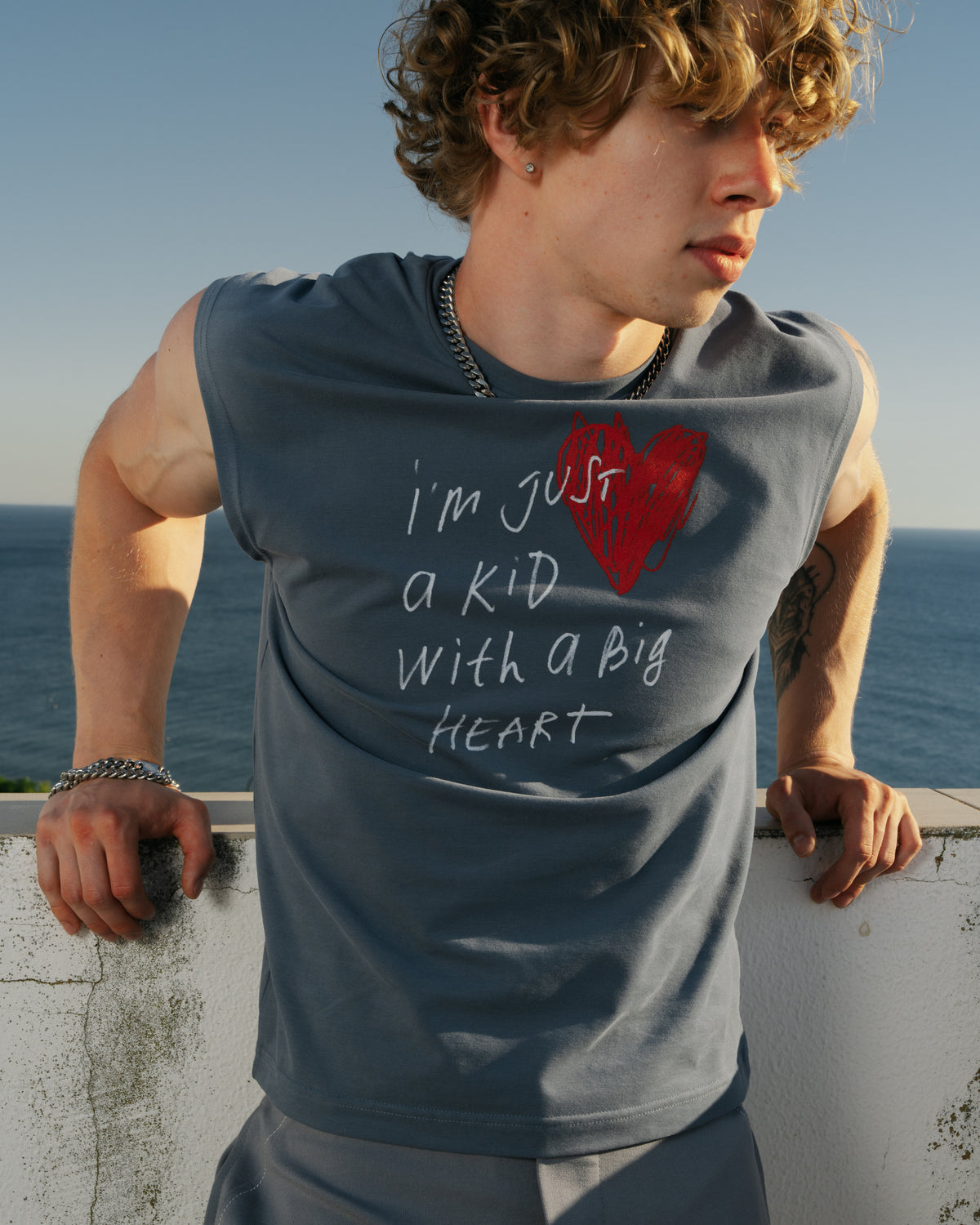 I'm just a kid Grey Sleeveless T-shirt