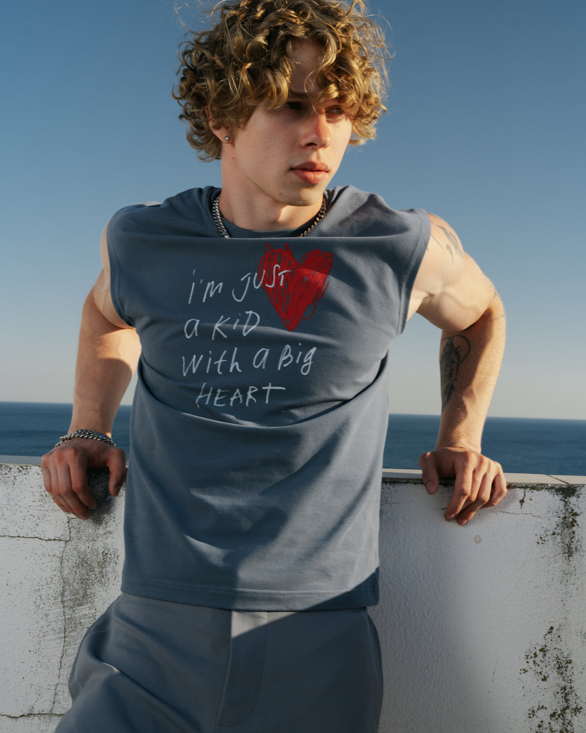 I'm just a kid Grey Sleeveless T-shirt