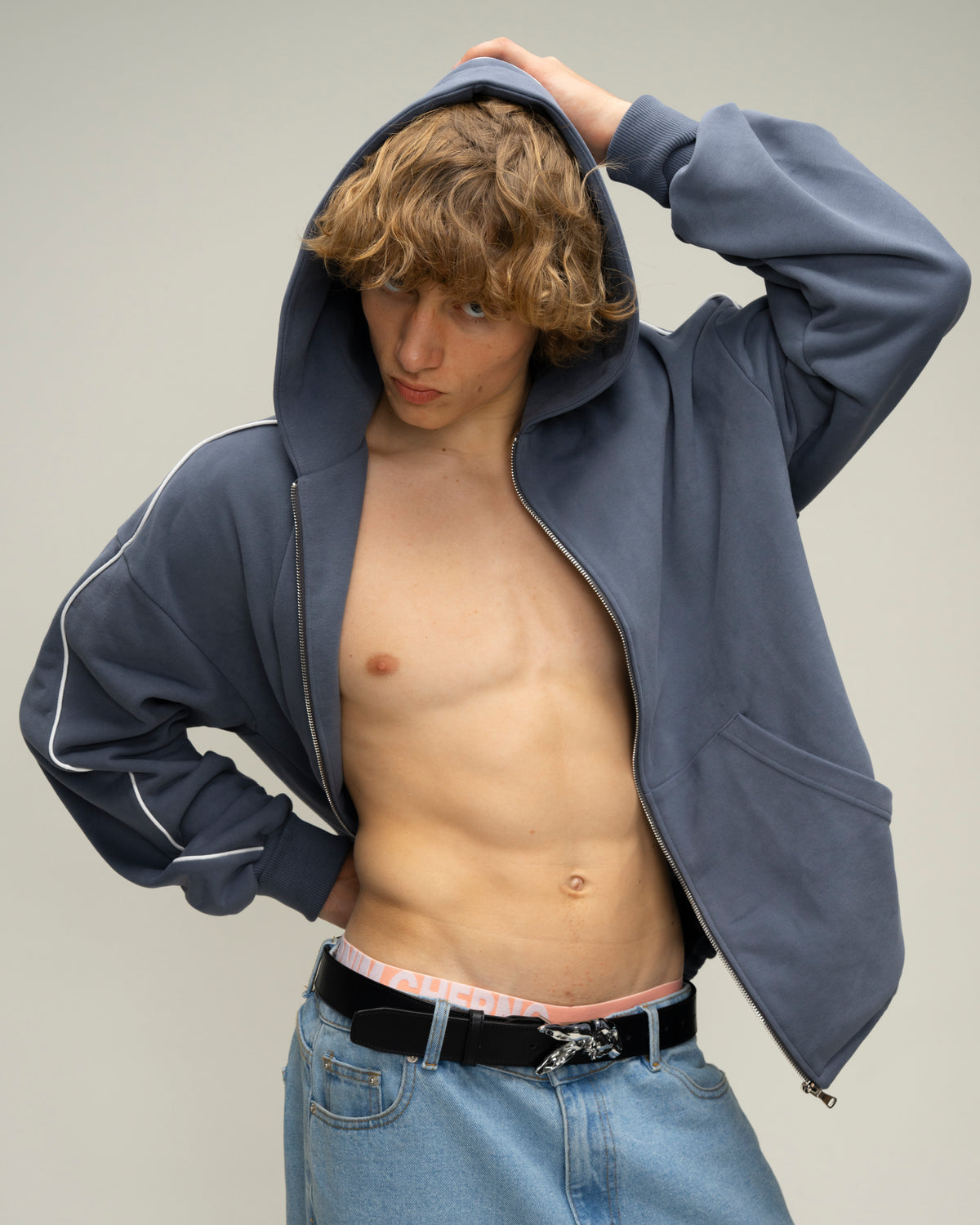 Sketch Denim Blue Hoodie