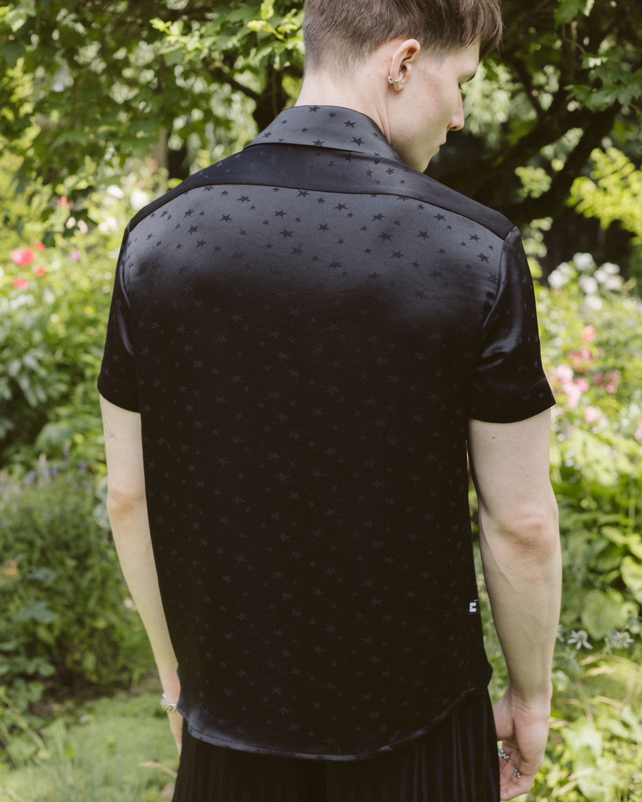 “Chic” Satin Shirt with Stars