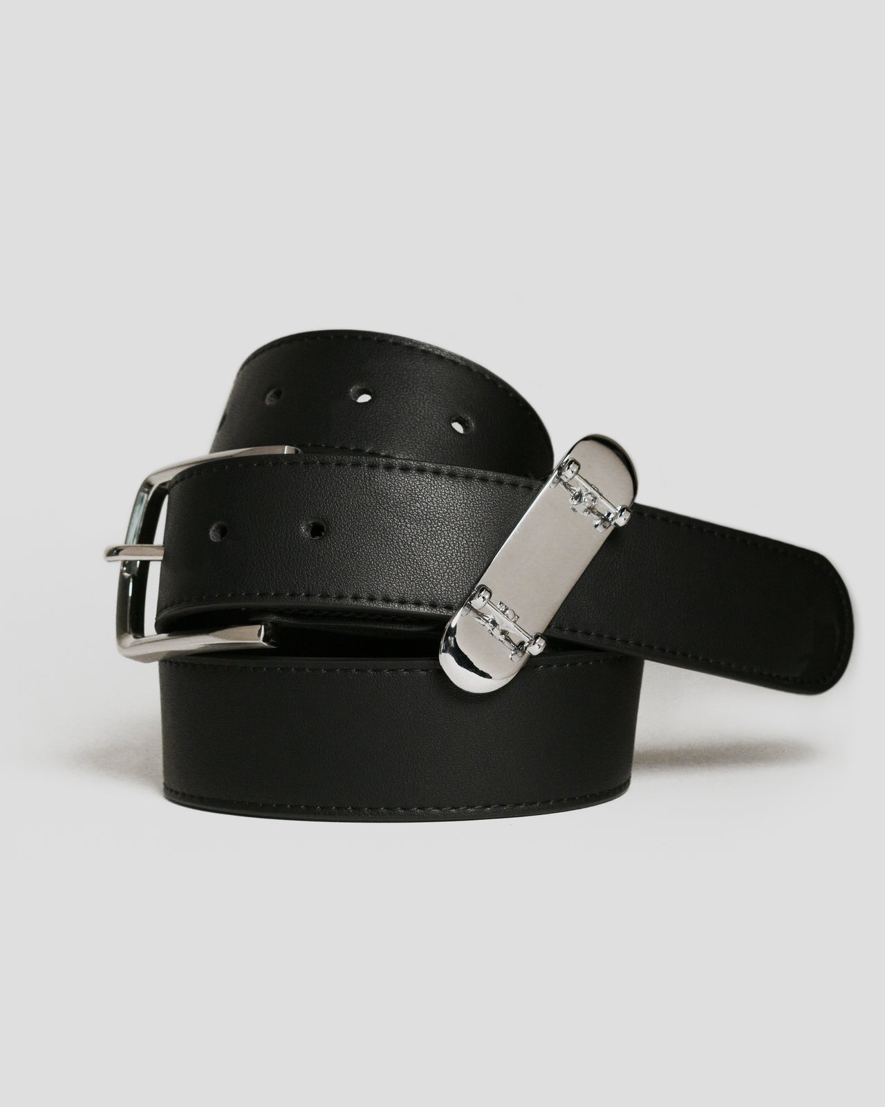 silver skateboard belt