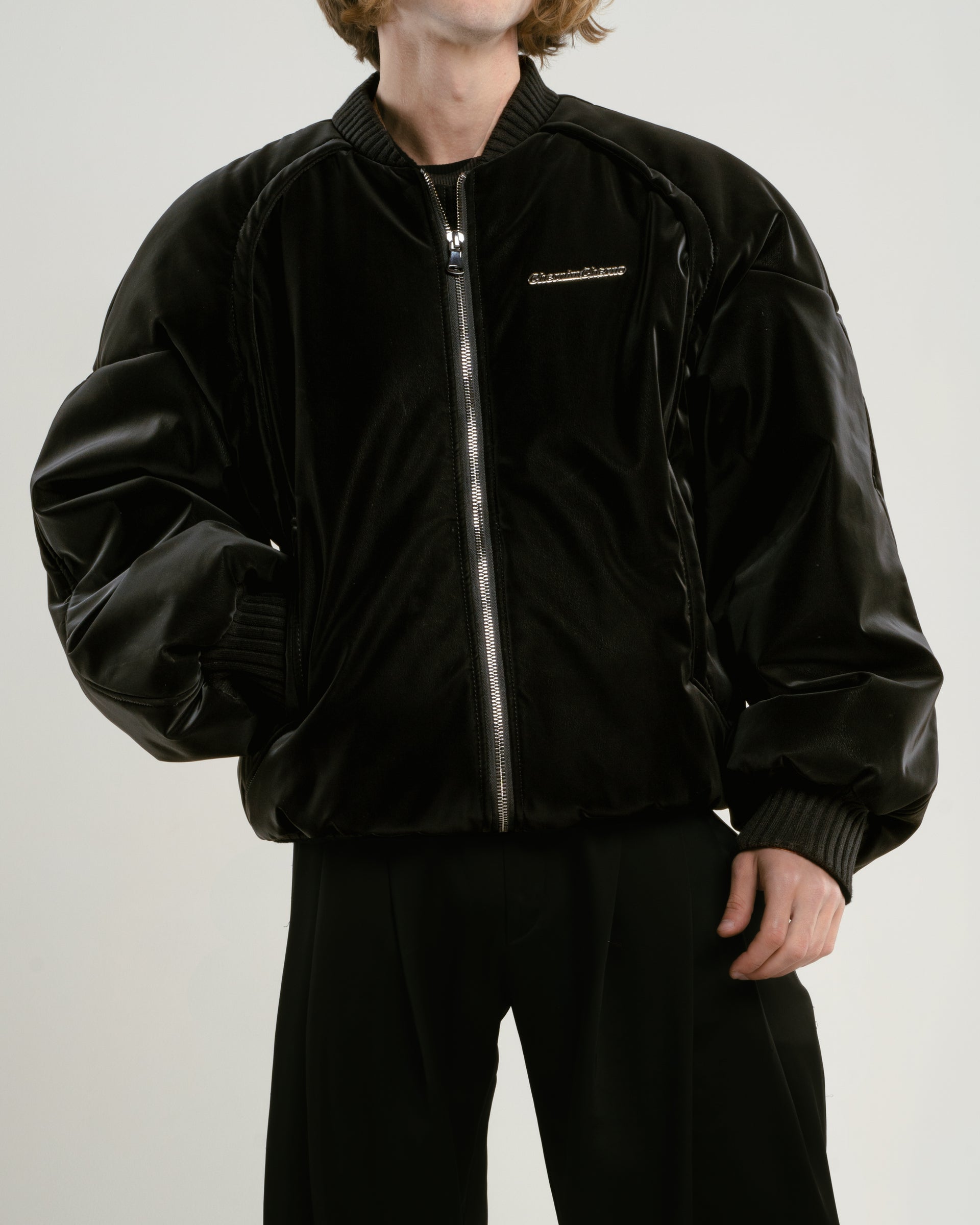 black "retrocar" bomber jacket