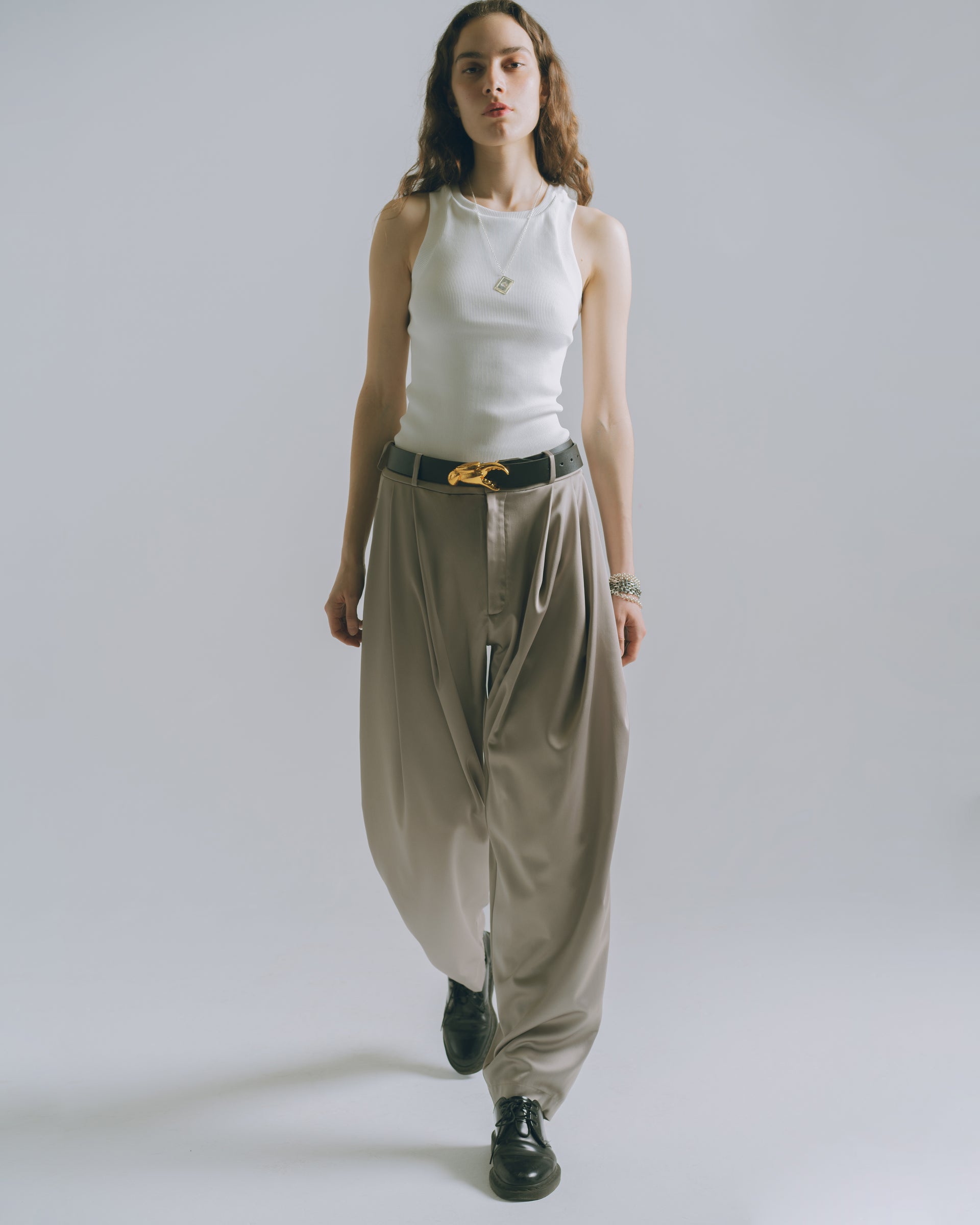 gold satin trousers