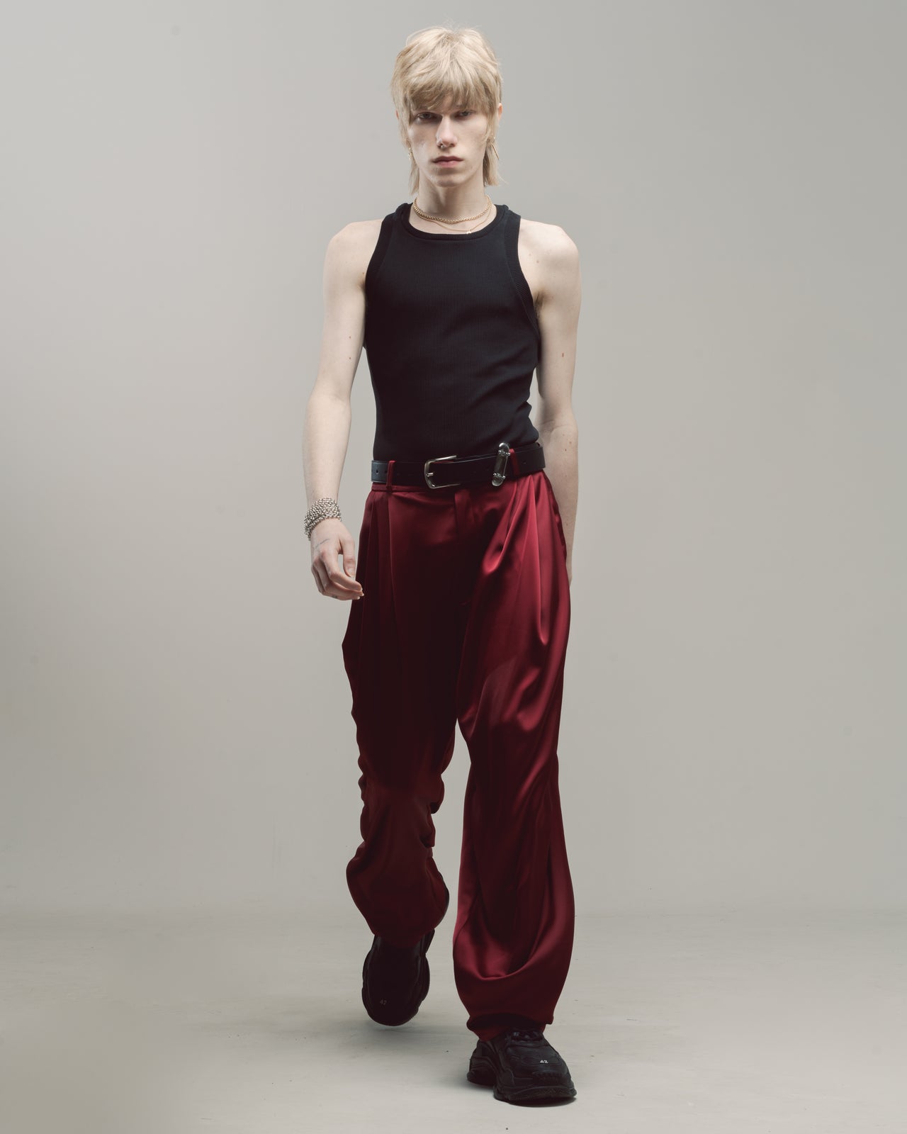 bordo satin trousers