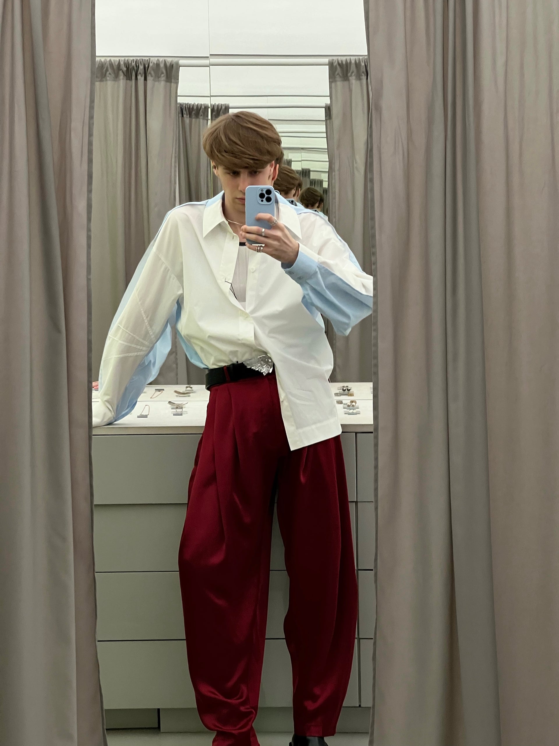 bordo satin trousers